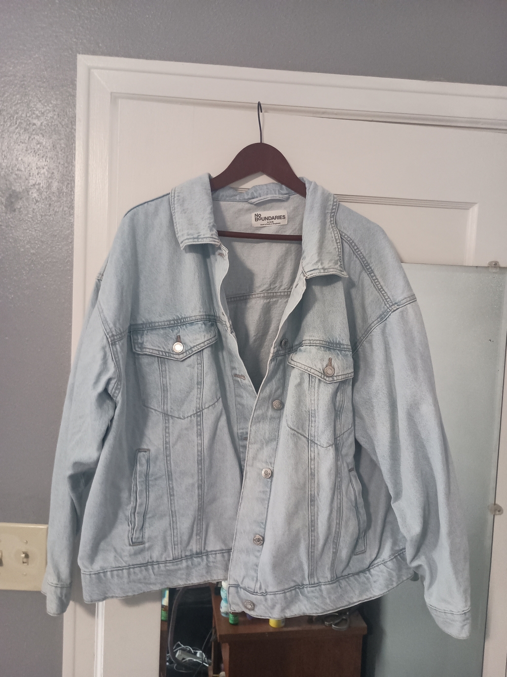 No Boundaries Light Wash Denim Jacket - Pale Blue